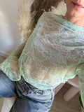 TOP DENTELLE VERT