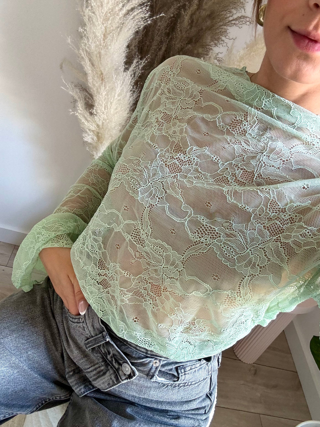 TOP DENTELLE VERT