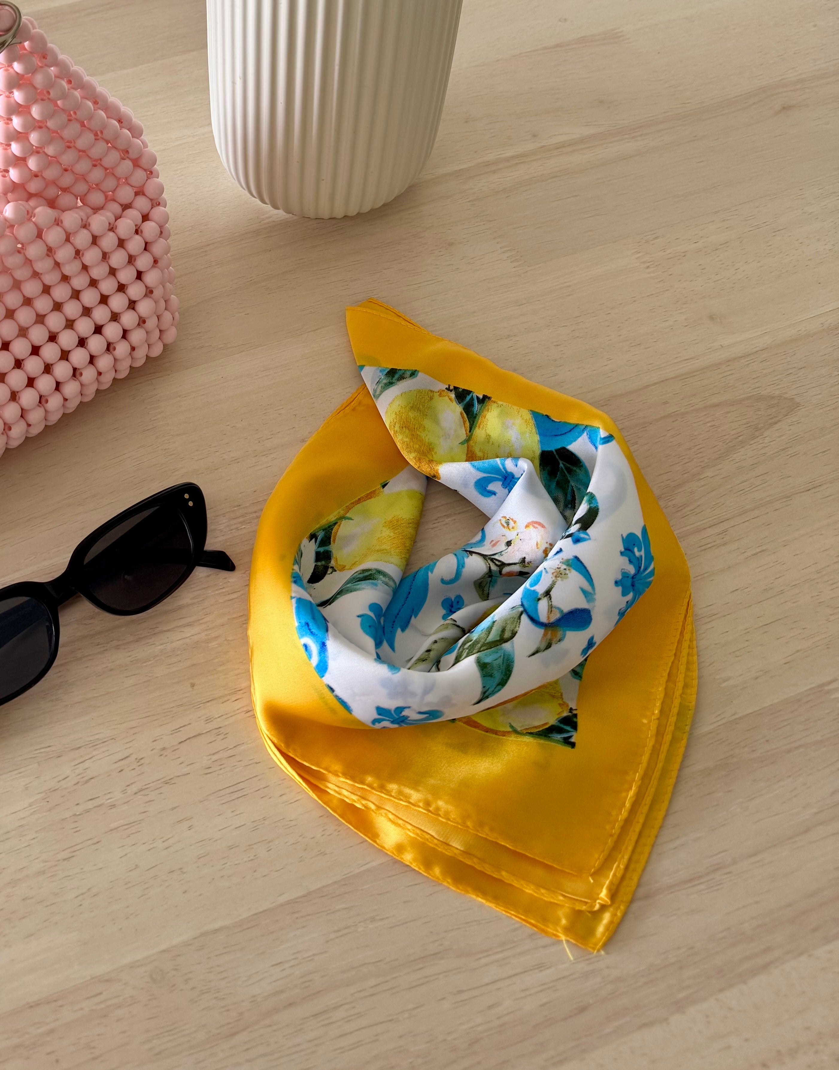 FOULARD SATIN CITRONNÉ