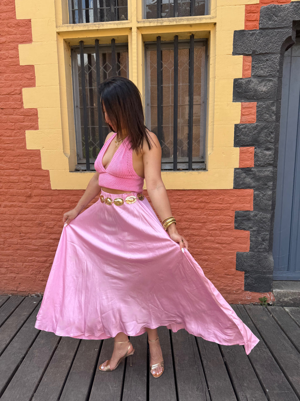 JUPE SATINÉE ROSE QUARTZ